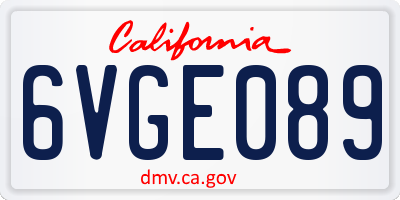 CA license plate 6VGE089