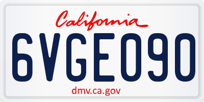CA license plate 6VGE090