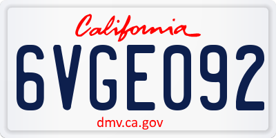 CA license plate 6VGE092