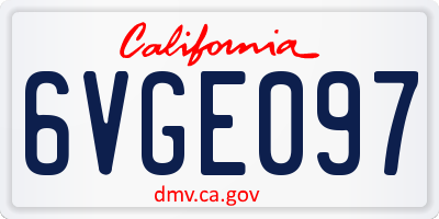 CA license plate 6VGE097