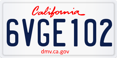 CA license plate 6VGE102