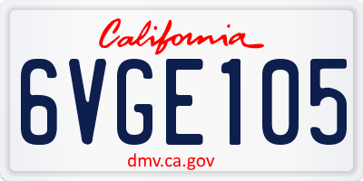 CA license plate 6VGE105