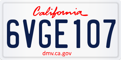 CA license plate 6VGE107
