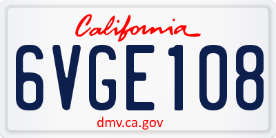 CA license plate 6VGE108