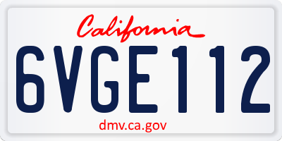 CA license plate 6VGE112