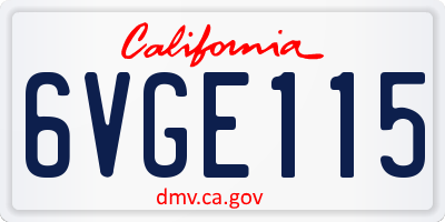 CA license plate 6VGE115