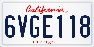 CA license plate 6VGE118