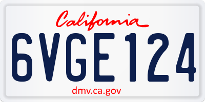 CA license plate 6VGE124