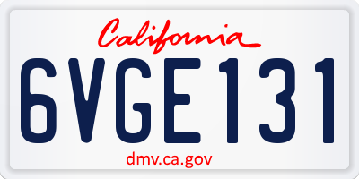 CA license plate 6VGE131