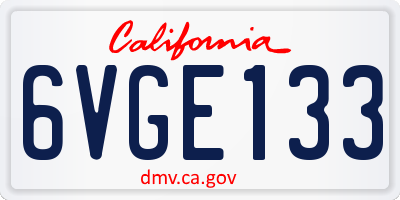 CA license plate 6VGE133