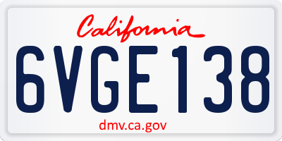 CA license plate 6VGE138