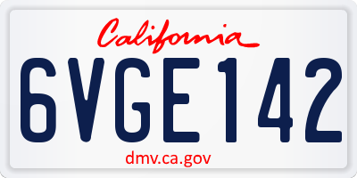 CA license plate 6VGE142