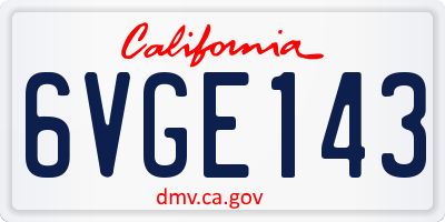 CA license plate 6VGE143