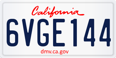 CA license plate 6VGE144