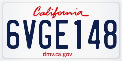 CA license plate 6VGE148