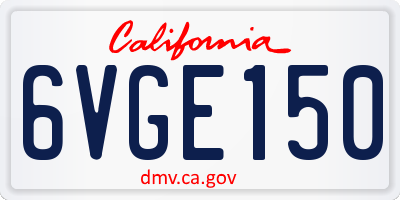 CA license plate 6VGE150