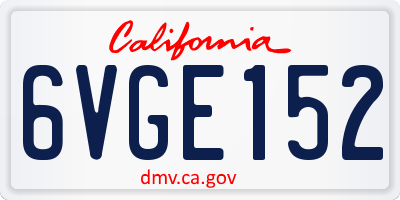 CA license plate 6VGE152