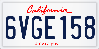 CA license plate 6VGE158