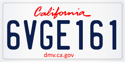 CA license plate 6VGE161