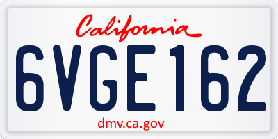 CA license plate 6VGE162