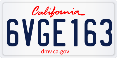 CA license plate 6VGE163
