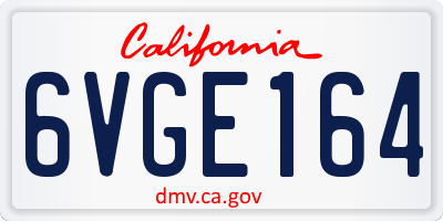CA license plate 6VGE164
