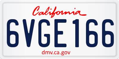 CA license plate 6VGE166