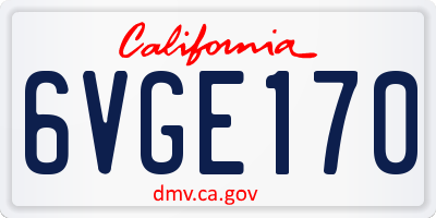 CA license plate 6VGE170
