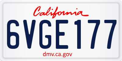 CA license plate 6VGE177