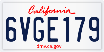 CA license plate 6VGE179