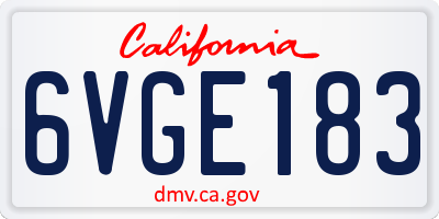 CA license plate 6VGE183