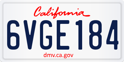 CA license plate 6VGE184
