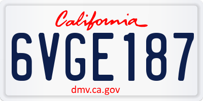 CA license plate 6VGE187