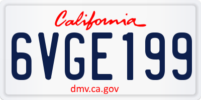 CA license plate 6VGE199