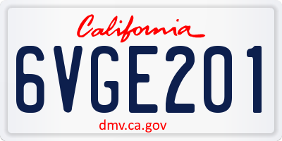 CA license plate 6VGE201