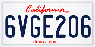 CA license plate 6VGE206