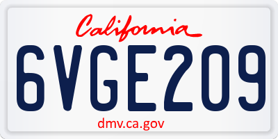 CA license plate 6VGE209