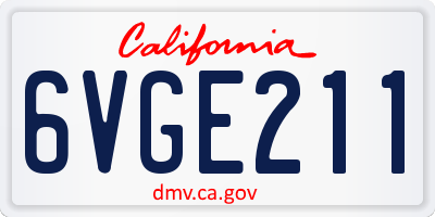 CA license plate 6VGE211