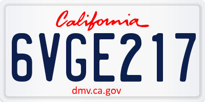 CA license plate 6VGE217