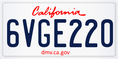 CA license plate 6VGE220
