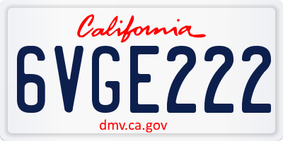 CA license plate 6VGE222