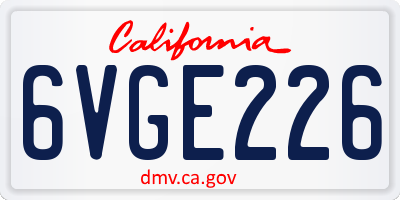 CA license plate 6VGE226