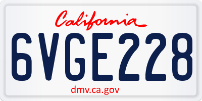 CA license plate 6VGE228