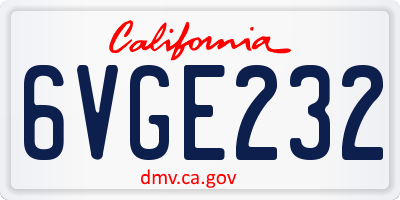 CA license plate 6VGE232