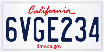 CA license plate 6VGE234