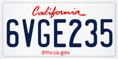 CA license plate 6VGE235