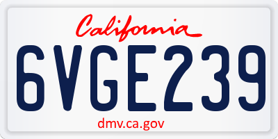 CA license plate 6VGE239