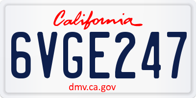 CA license plate 6VGE247