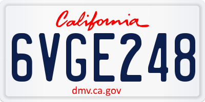 CA license plate 6VGE248