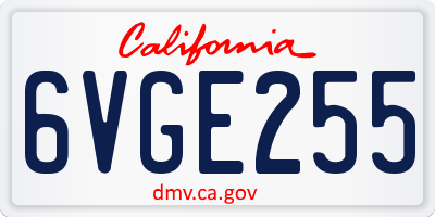 CA license plate 6VGE255